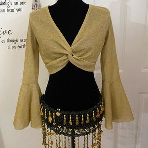 Gypsy bolero gold bell sleeves gold crop top